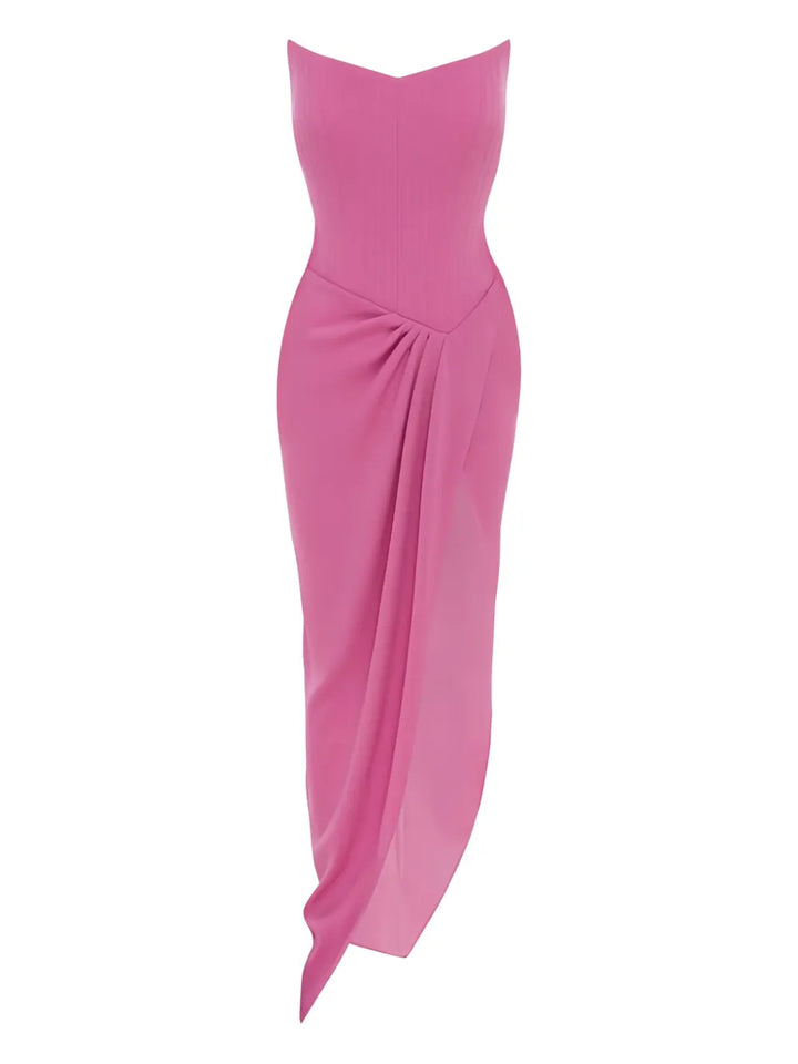 Alex Perry Asymmetrical Drape Maxi Dress — Pink — Size XS — Front View
