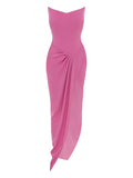 Alex Perry Asymmetrical Drape Maxi Dress — Pink — Size XS — Front View