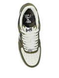 A Bathing Ape?Star-Patch Leather Sneakers — Olive Green — Size US M 4.5 - US W 6 — Back View