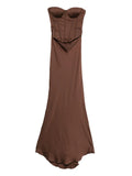Rotate Birger Christensen Corset Panelled Dress — Brown/ Red — Size S — Front View