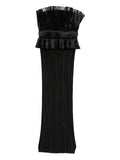 Lidee Ruffled Pleated Midi Dress — Black — Size M — Front View