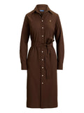 Polo Ralph Lauren Polo Pony Long Sleeved Dress — Dark Brown/ Brown/ Red — Size XS — Front View