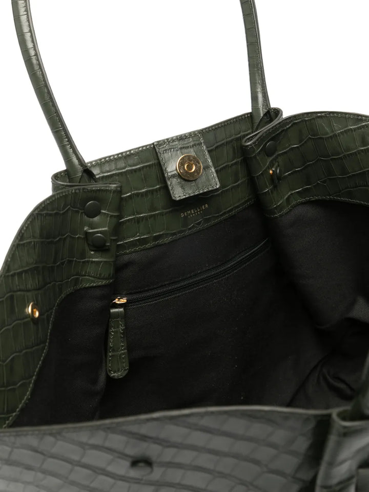Demellier Crocodile Embossed Leather Shoulder Bag — Same as shown — Size One Size — Detail View
