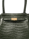 Demellier Crocodile Embossed Leather Shoulder Bag — Same as shown — Size One Size — Top View