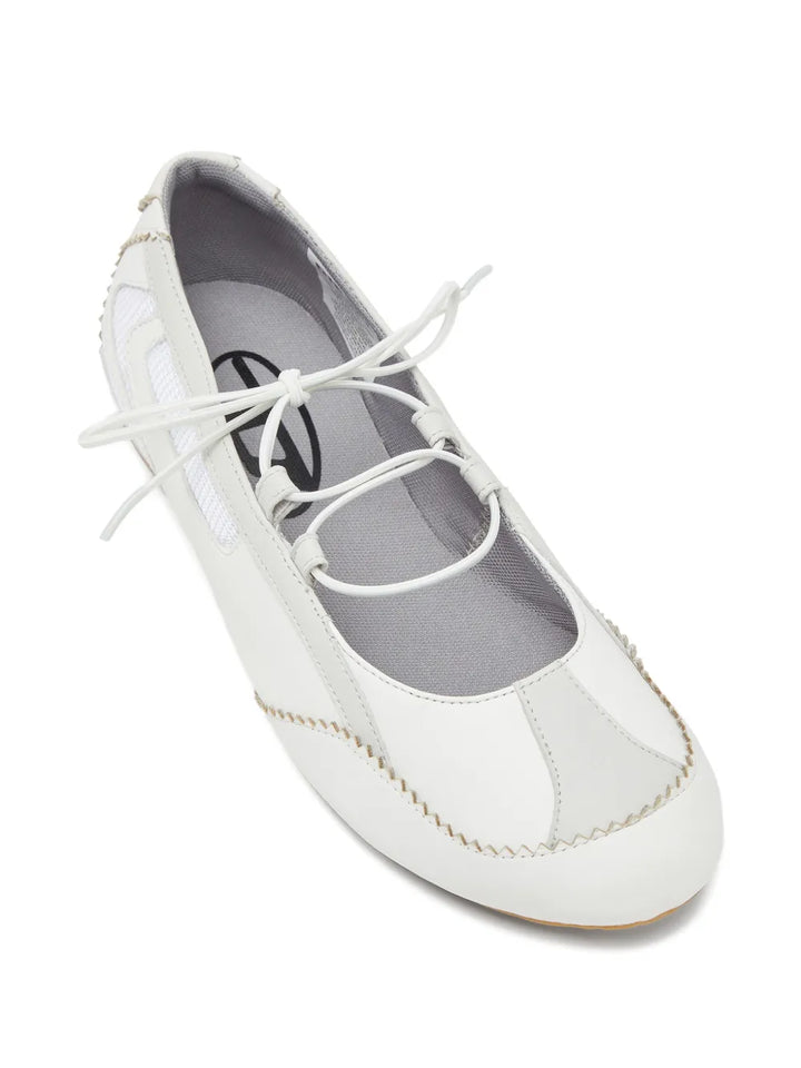 Diesel D-Mile Leather Flats — White — Size US M 3.5 - US W 5 — Detail View