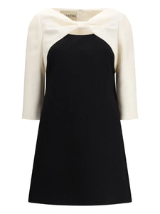 Valentino Garavani Bow Embellishment Mini Dress — Black — Size XS — Front View