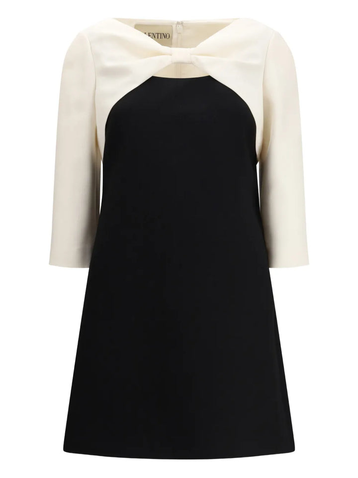 Valentino Garavani Bow Embellishment Mini Dress — Black — Size XS — Front View
