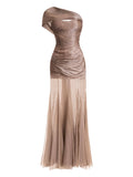 Maria Lucia Hohan Marimar One Shoulder Dress — Beige — Size S — Front View