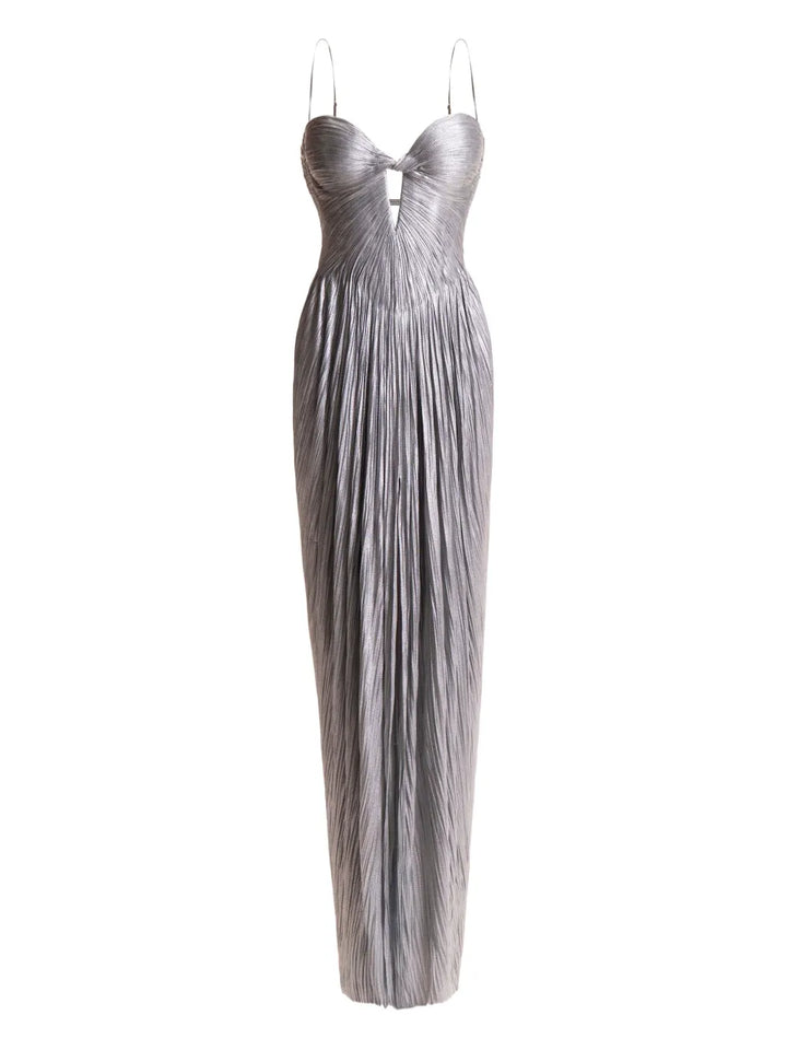 Maria Lucia Hohan Tonia Plisse Effect Maxi Dress — Blue — Size XS — Front View