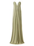 The New Arrivals Ilkyaz Ozel Olivienne Heart Neck Maxi Dress — Green — Size XS — Front View