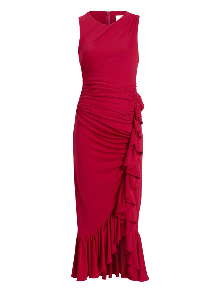 Cinq A Sept Fatima Ruffled Midi Dress — Red — Size XS — Front View