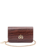 Isla Croc Embossed Chain Shoulder Bag — Same as shown — Size One Size — Front View