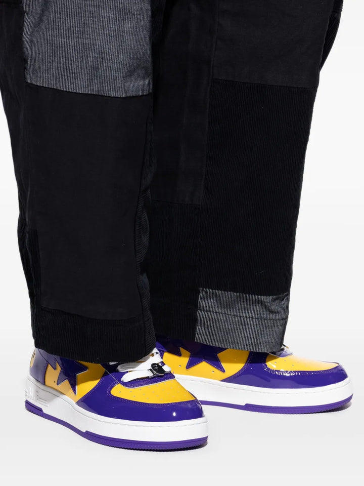 A Bathing Ape?Bape Sta Panelled Sneakers — Purple / Yellow — Size US M 3.5 - US W 5 — Detail View