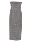 Rotate Birger Christensen Bead Embellishment Maxi Dress — Grey — Size XS — Front View