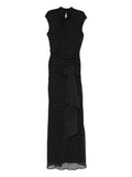 Rotate Birger Christensen Polka Dot Maxi Dress — Black — Size XS — Front View