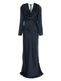 Rotate Birger Christensen Cowl Neck Maxi Dress — Blue — Size XS — Front View