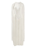Ana Radu Sequin Embellished Maxi Dress — White — Size XS — Front View