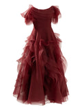 Ana Radu Off Shoulder Midi Dress — Red — Size S — Front View