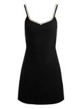 Alice Olivia Eve Embellished Trim Mini Dress — Black — Size S — Front View