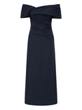 Rachel Gilbert Gale Off Shoulder Dress — Blue/ Navy — Size XS — Front View