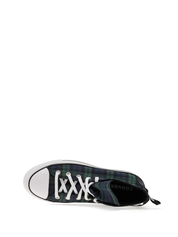 Converse Chuck Taylor All Star Lift  Plaid-Pattern — Blue — Size US M 3.5 - US W 5 — Top View