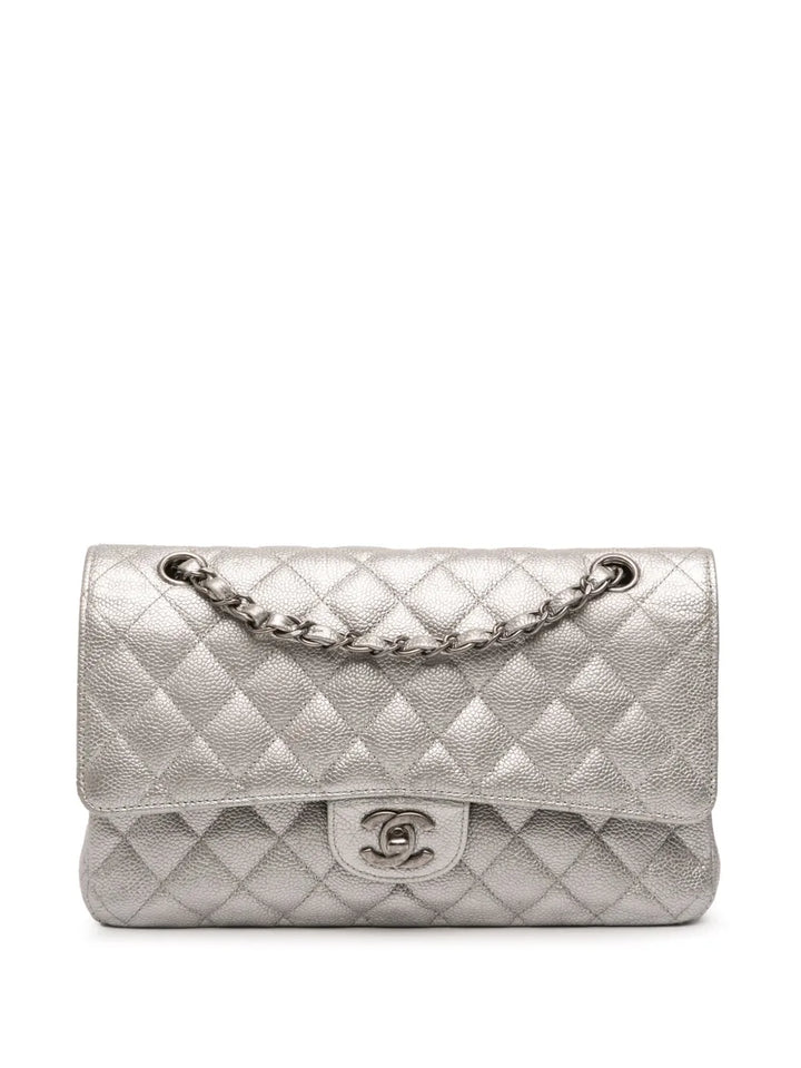 Chanel Pre Owned 2017 2018 Medium Classic Iridescent Caviar Double Flap Shoulder Bag — Same as shown — Size One Size — Front View
