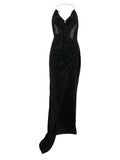 Philipp Plein Slit Open Back Maxi Dress — Black — Size XS — Front View