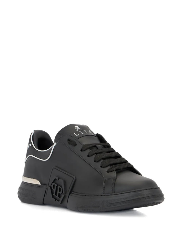 Philipp Plein Phantom Kick$ Logo Low-Top — Black — Size US M 3.5 - US W 5 — Side View