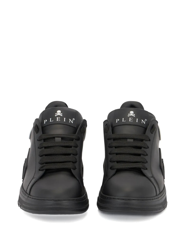 Philipp Plein Phantom Kick$ Logo Low-Top — Black — Size US M 3.5 - US W 5 — Back View