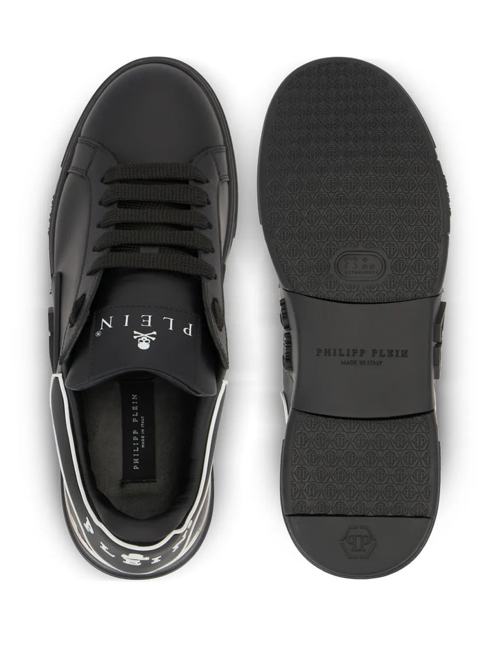 Philipp Plein Phantom Kick$ Logo Low-Top — Black — Size US M 3.5 - US W 5 — Top View