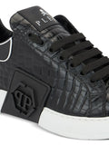 Philipp Plein Phantom Kick$ Cocco Embossed Low-Top — Black — Size US M 3.5 - US W 5 — Detail View