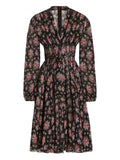 Dolce Gabbana Long Sleeves Floral Midi Dress — Black — Size XS — Front View