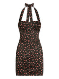 Dolce Gabbana Floral Print Mini Dress — Black — Size XS — Front View