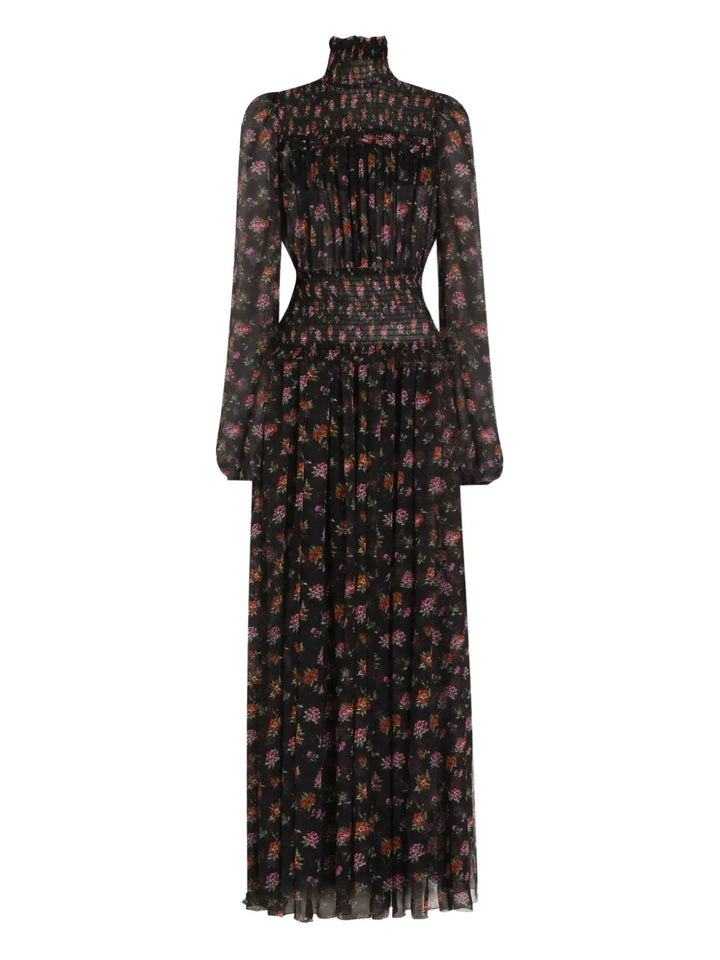 Dolce Gabbana Floral Maxi Dress — Black — Size XS — Front View