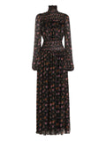 Dolce Gabbana Floral Maxi Dress — Black — Size XS — Front View