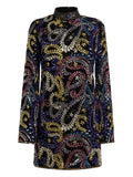 Etro Paisley Embroidered Mini Dress — Black/ Red — Size XS — Front View