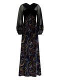 Etro Wide Puff Sleeves Maxi Dress — Black — Size XS — Front View