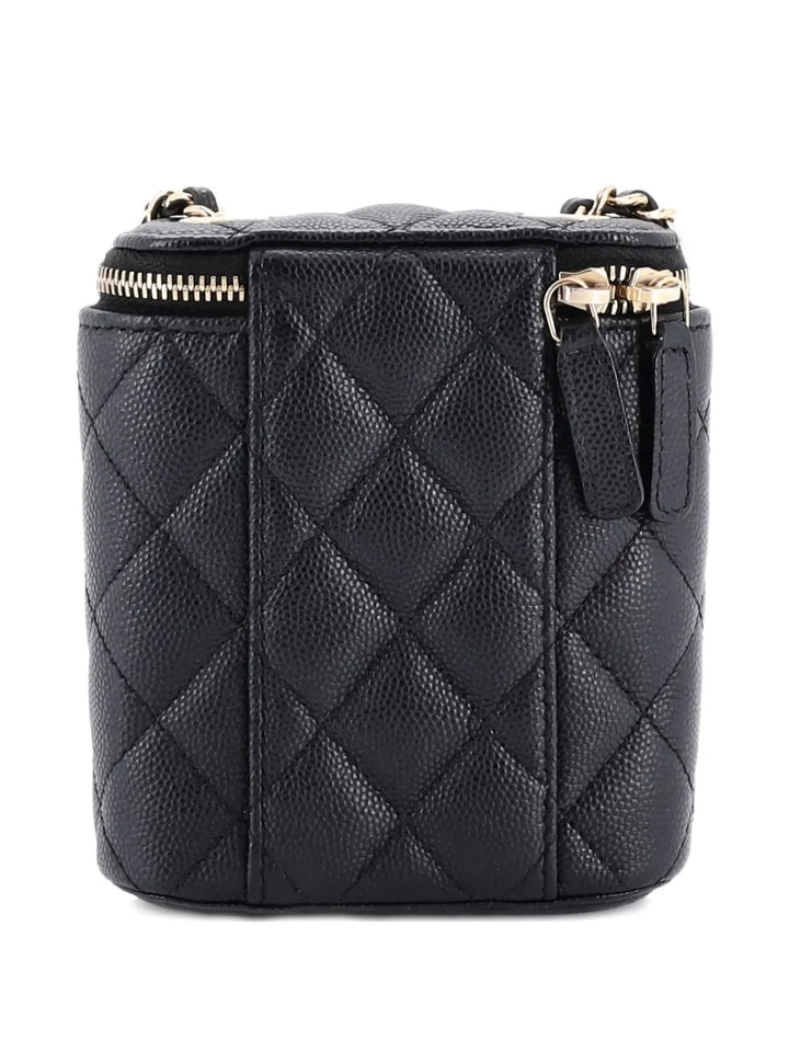 Chanel Pre Owned Vertical Classic Vanity Case With Chain Quilted Caviar Mini Shoulder Bag — Same as shown — Size One Size — Side View