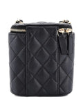 Chanel Pre Owned Vertical Classic Vanity Case With Chain Quilted Caviar Mini Shoulder Bag — Same as shown — Size One Size — Side View