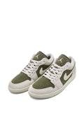 Air Jordan 1 Low Se Sneakers — Olive Green / Beige — Size US M 11.5 - US W 13 — Side View