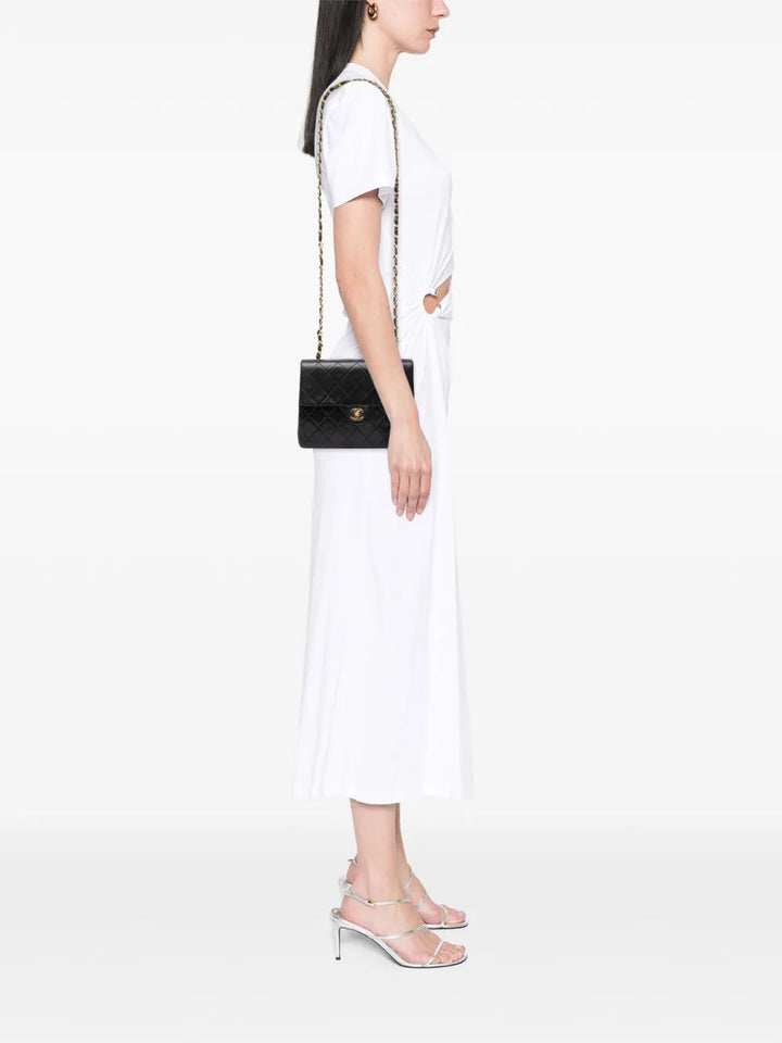 Chanel Pre Owned 1989 1991 Square Quilted Lambskin Single Flap Shoulder Bag — Same as shown — Size One Size — Side View
