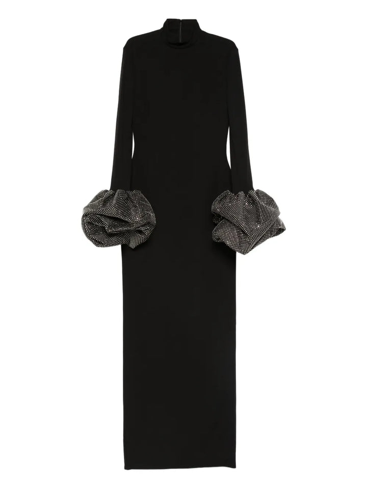 Solace London Viviana High Neck Maxi Dress — Black — Size XS — Front View