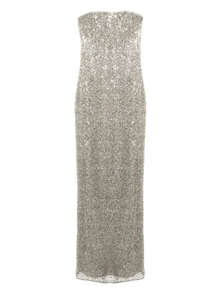Simkhai Xyla Embellished Maxi Dress — Gray — Size S — Front View