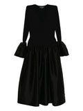 Cynthia Rowley Flared Sleeves Dress — Black/ Red — Size S — Front View