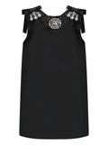 Dolce Gabbana Crystal Embellishment Mini Dress — Black — Size XS — Front View