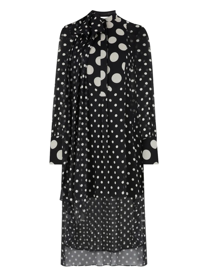 Nina Ricci Polka Dot Silk Mini Dress — Black — Size XS — Front View