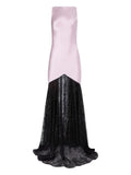 Nina Ricci Mermaid Lace Detail Maxi Dress — Black/ Purple — Size S — Front View