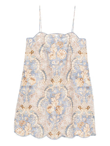 Zimmermann Daylight Scallop Mini Dress — Blue — Size M — Front View