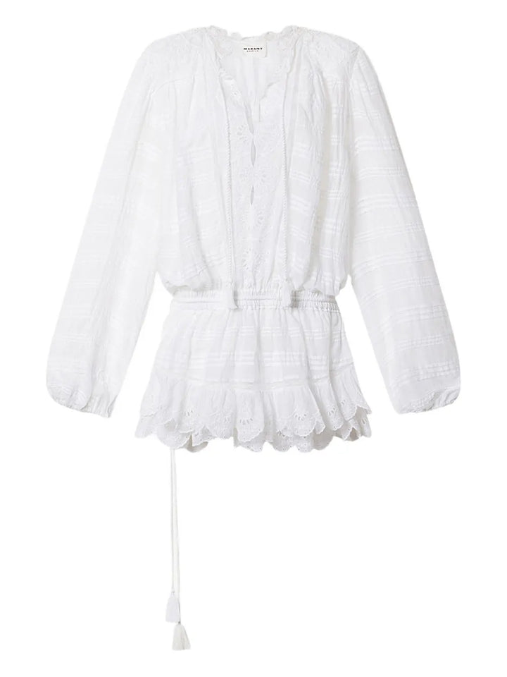 Marant Etoile Preya Laced Mini Dress — White — Size XS — Front View