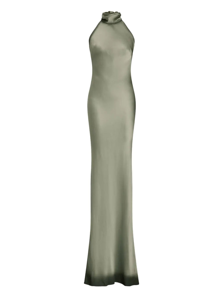 Ralph Lauren Collection Halter Neck Sleeveless Maxi Dress — Green — Size XS — Front View